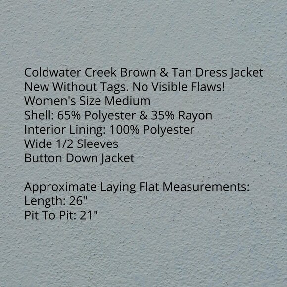 Coldwater Creek Brown & Tan Dress Jacket - Picture 5 of 5